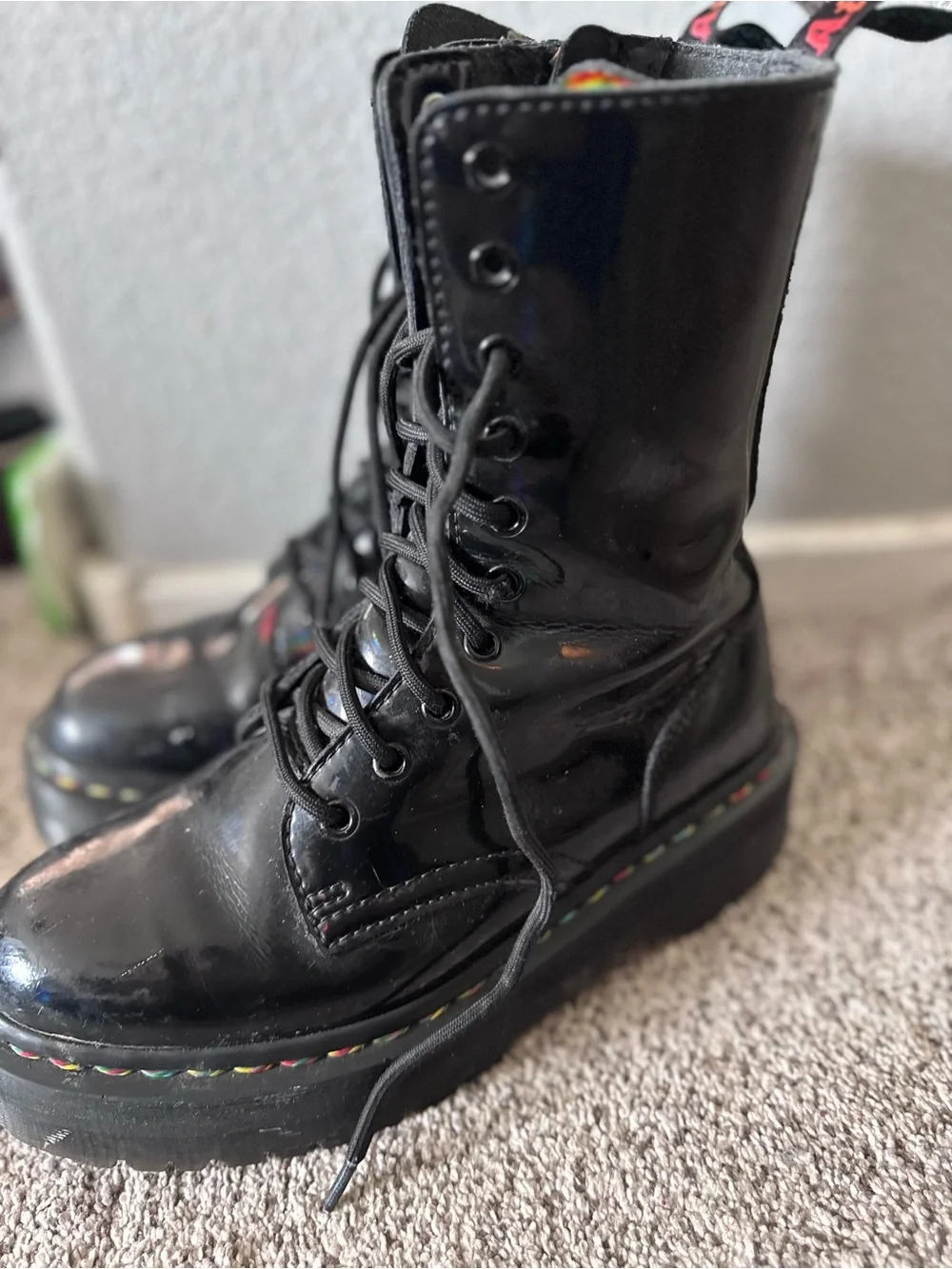 Rare Dr. Martens Jadon Hi Rainbow Holographic boot